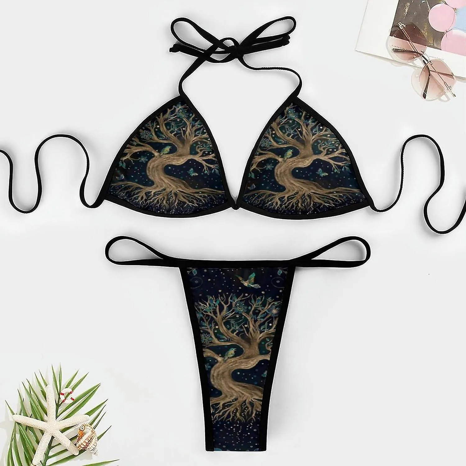 Tree of Life Yggdrasil Conjuntos de bikini para mujer Traje de baño de 2 piezas Traje de baño sexy Halter Triangle Swimweartyle5