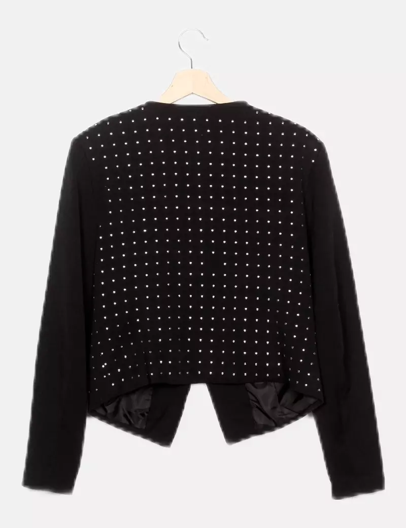 Vero Moda Blazer negra antelina abalorios