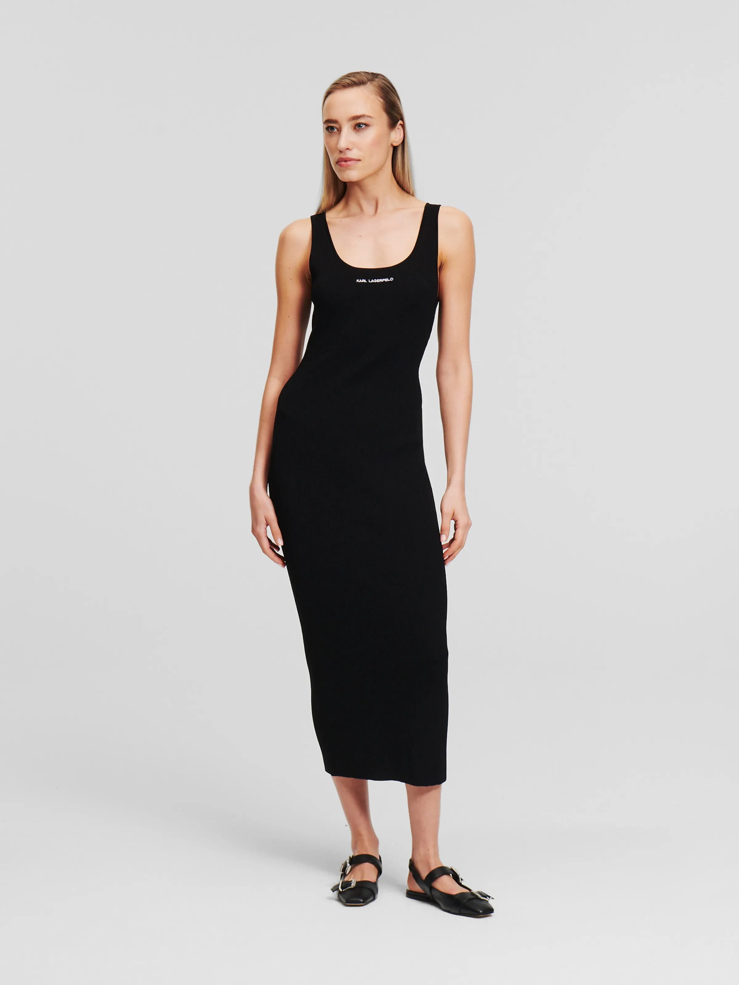 Vestido ' Rib-Knit Sleeveless ' Karl Lagerfeld en Negro