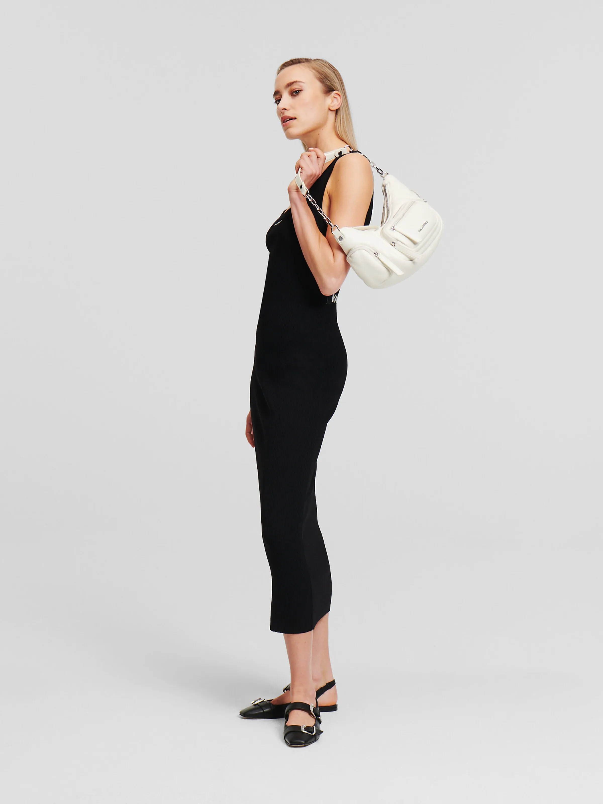 Vestido ' Rib-Knit Sleeveless ' Karl Lagerfeld en Negro