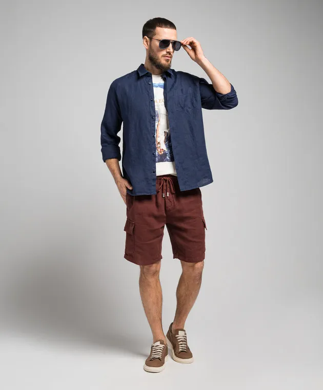 Vilebrequin Brown linen cargo shorts