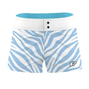 White & Blue Zebra Stripes - Women Board Shorts