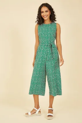 Women's Mela London Mela Green Ditsy Daisy Sleeveless Culotte Jumpsuit