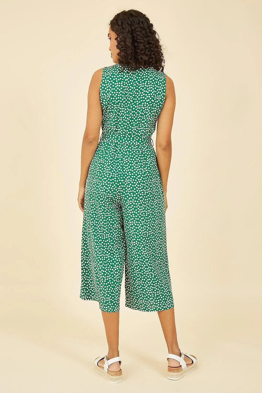 Women's Mela London Mela Green Ditsy Daisy Sleeveless Culotte Jumpsuit