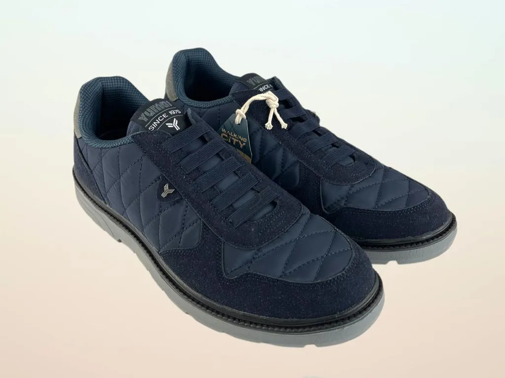 Yumas | Sneakers ligeros de hombre nylon eco-piel comfort latex azul marino sin cordones Malmo