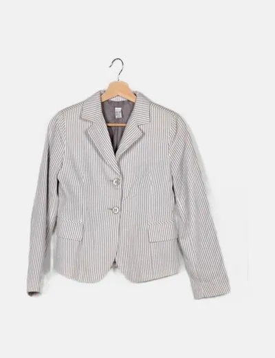 Zara Blazer bicolor estampado rayas