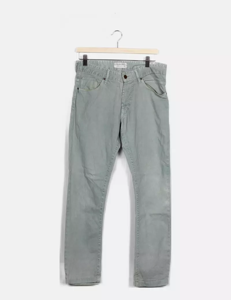 Zara Pantalón verde denim