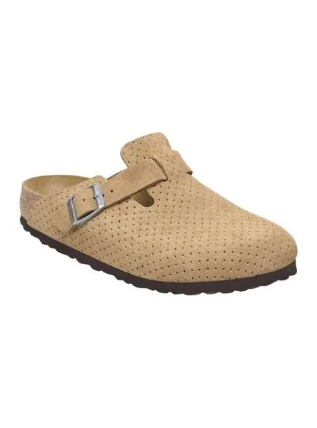 Zuecos Birkenstock Boston Perforado camel para mujer