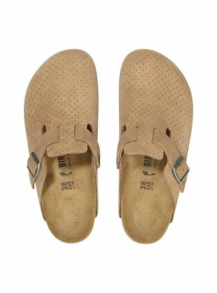 Zuecos Birkenstock Boston Perforado camel para mujer